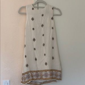 printed white satin dress